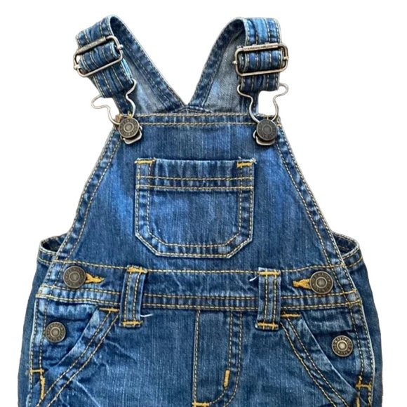 2-Piece Old Navy Denim Overalls and Plaid Button-Front Shirt 0-3 Months - Picture 4 of 12